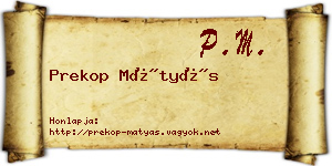 Prekop Mátyás névjegykártya
