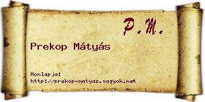Prekop Mátyás névjegykártya